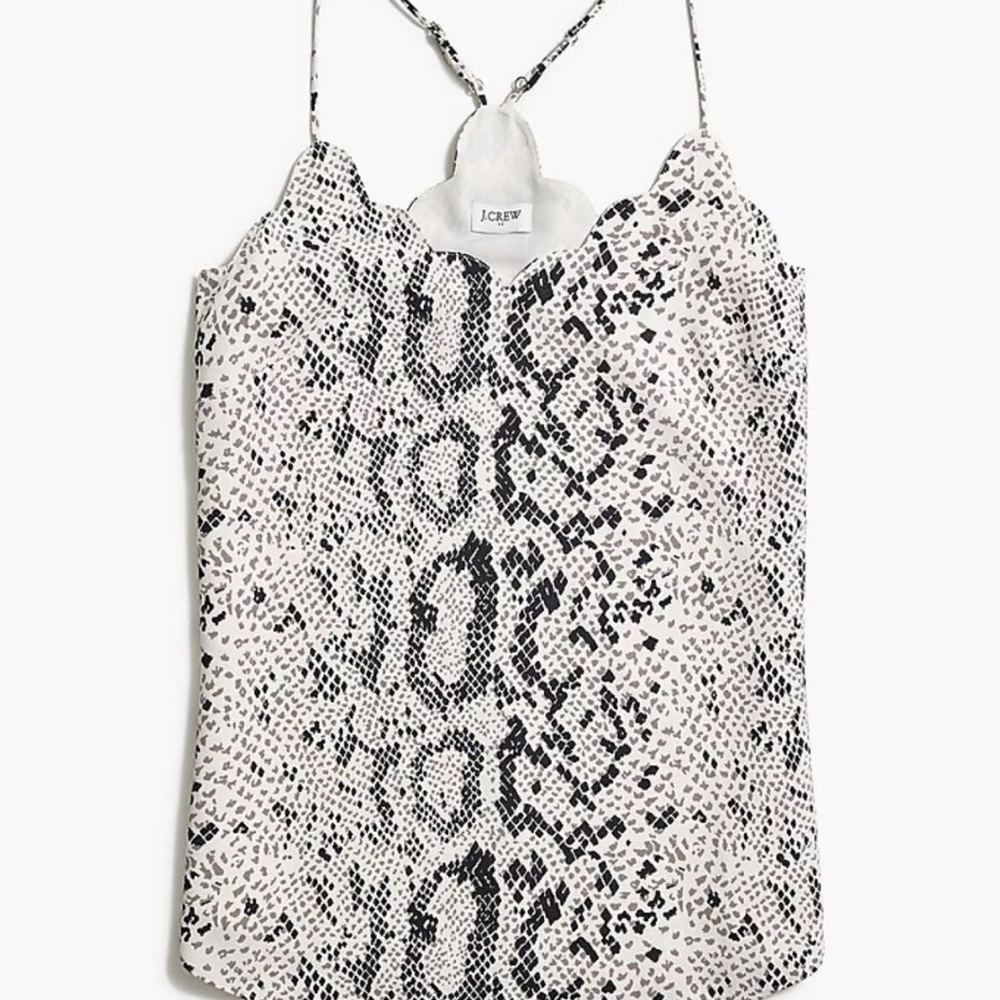 J.Crew women’s size 12 snakeskin print scalloped edge cami/camisole tank top - Picture 3 of 7